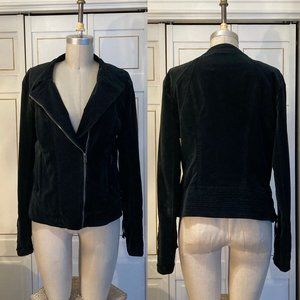 Womens BNCI Velour Zip moto jacket in black, size L